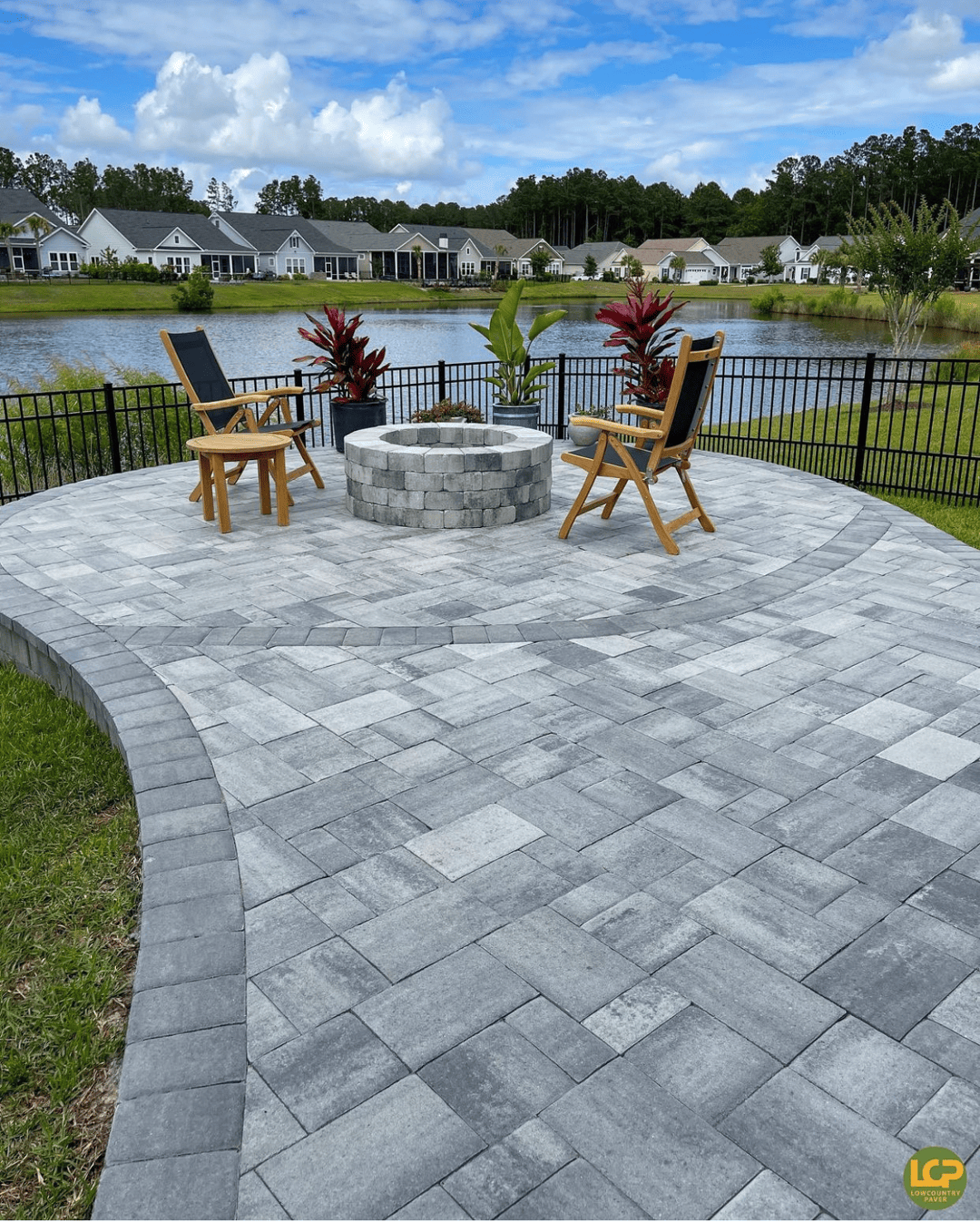 Decorative paver style pathway and driveway concrete work