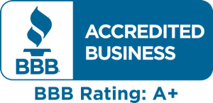 BBB Accredited Business logo with A+ rating, symbolizing trust and quality for concrete services in Sanford, FL.