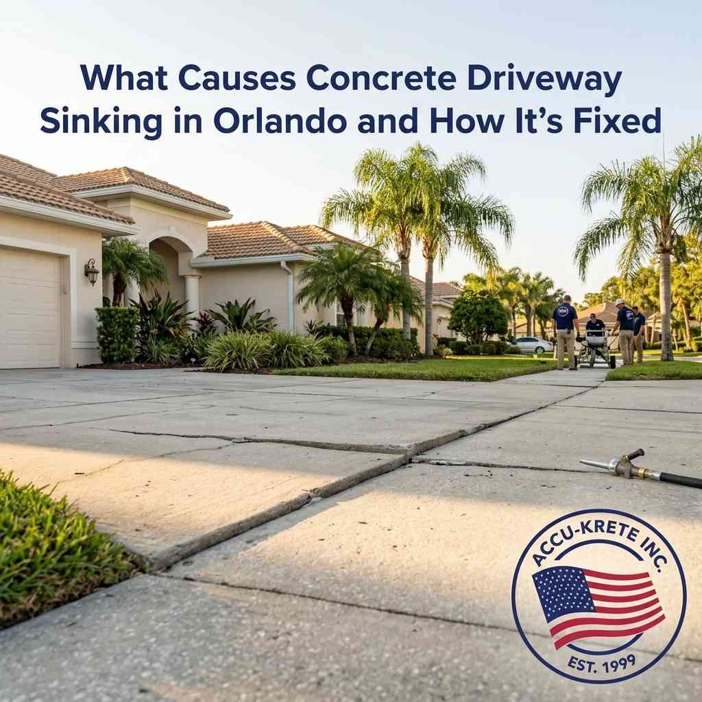 What Causes Concrete Driveway Sinking in Orlando and How It's Fixed