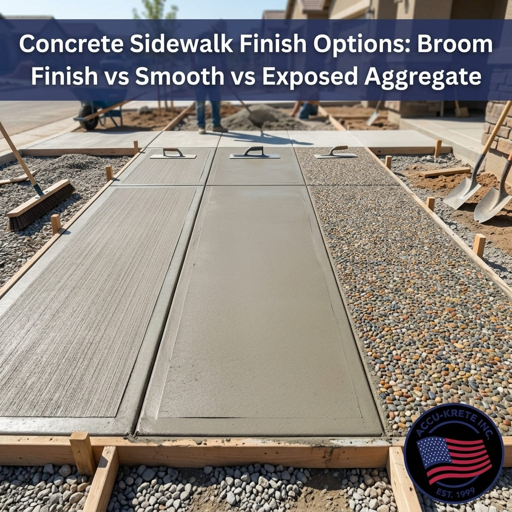 Concrete Sidewalk Finish Options: Broom Finish vs. Smooth vs. Exposed Aggregate