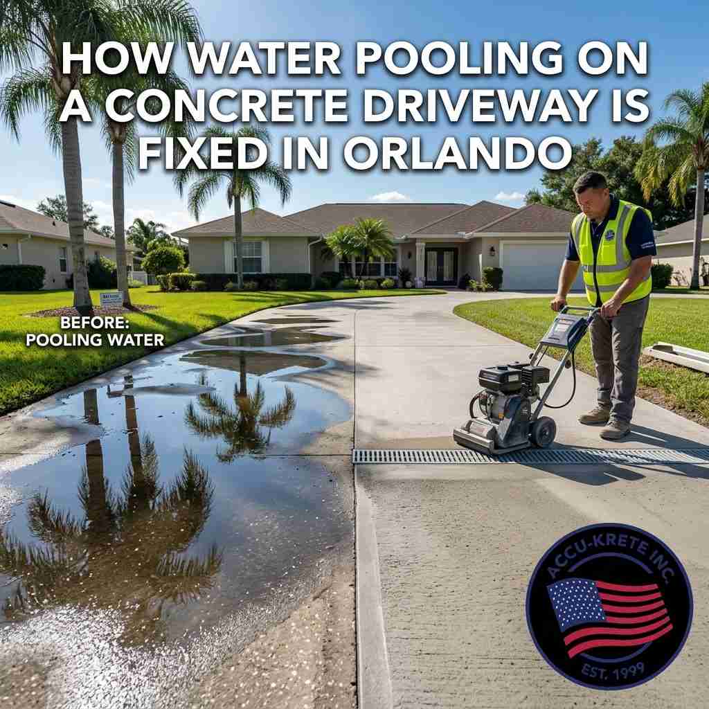 How Water Pooling on a Concrete Driveway Is Fixed in Orlando