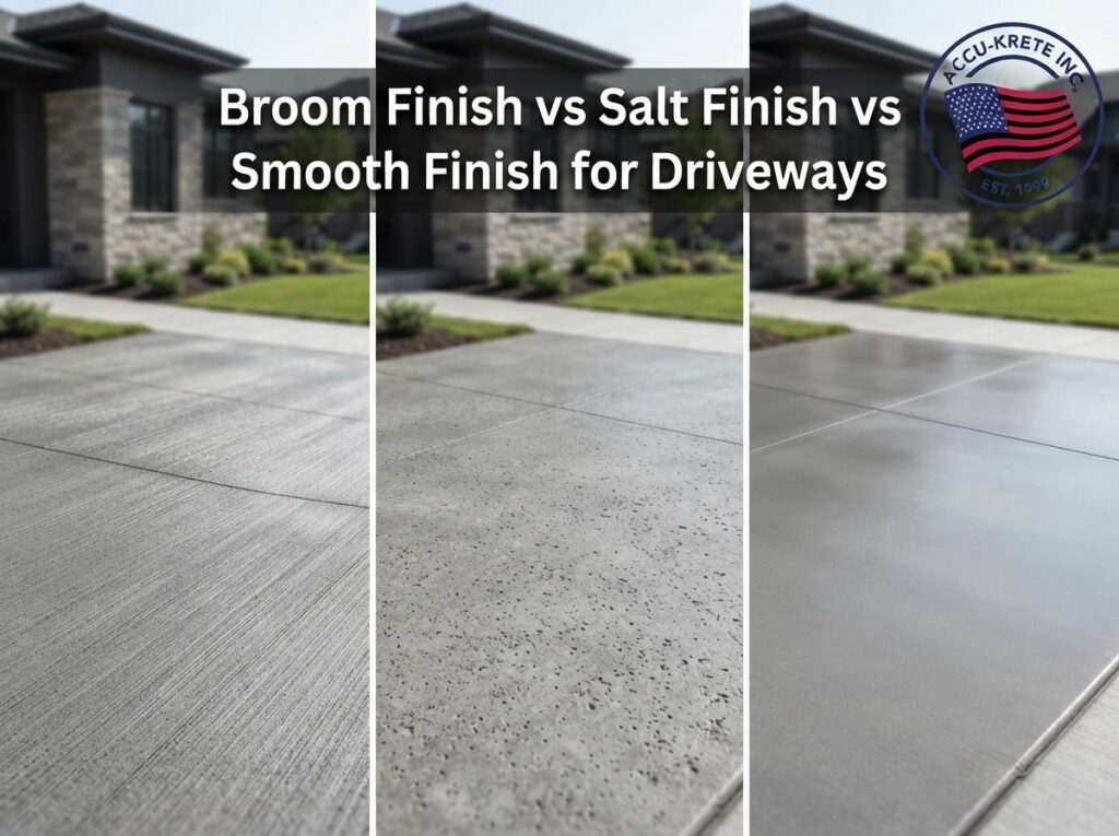 Broom Finish vs Salt Finish vs Smooth Finish for Driveways
