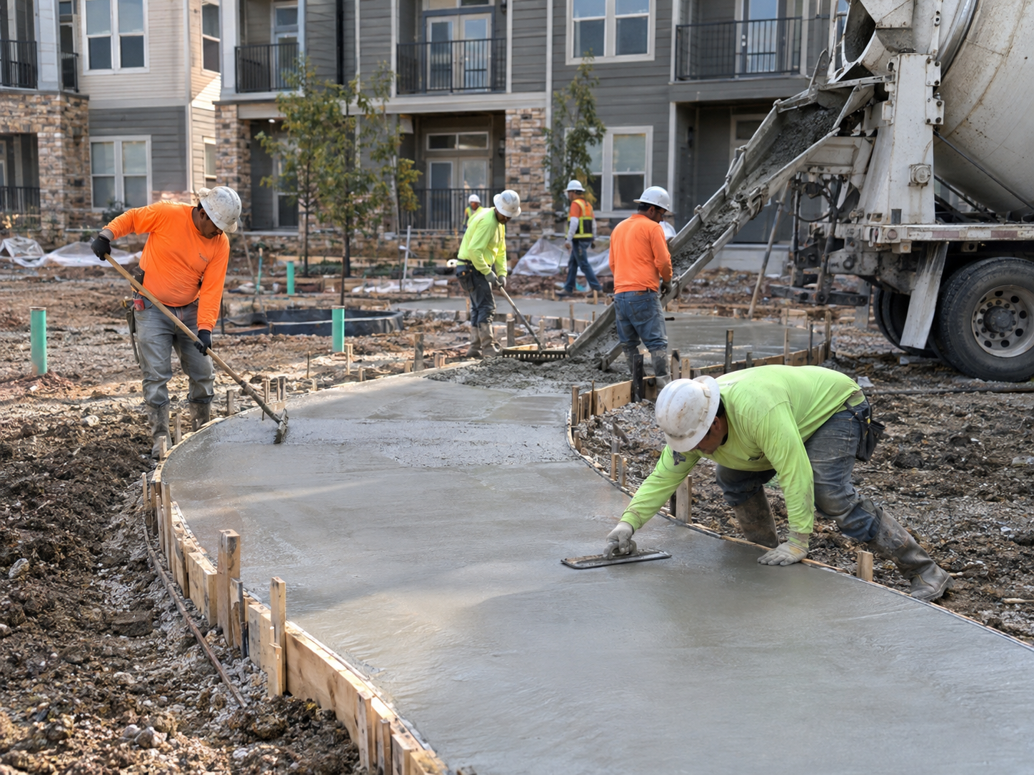 Commercial concrete walkway finishing example for an Orlando business property