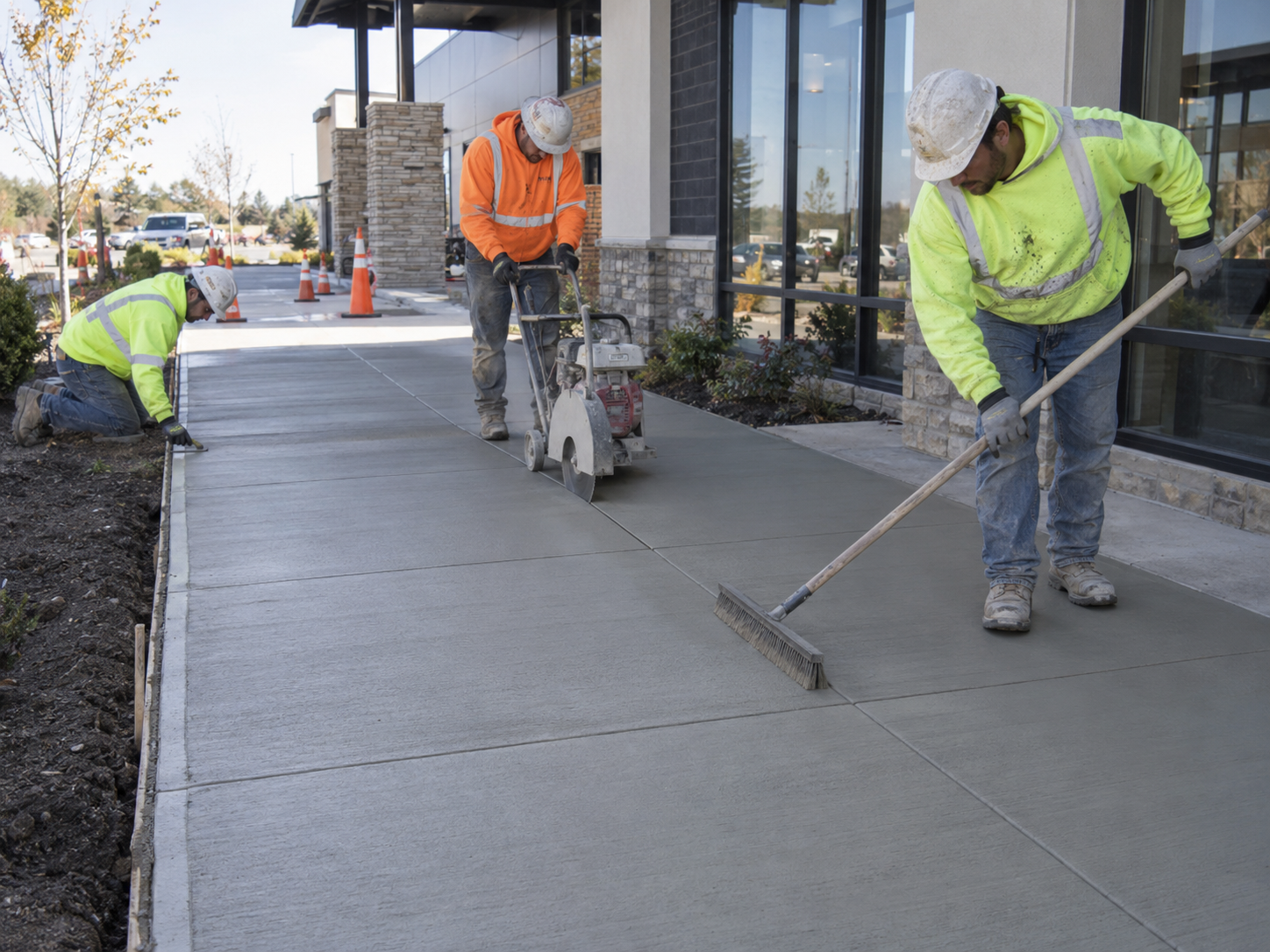 Concrete walkway placement example for a commercial property in Orlando Florida